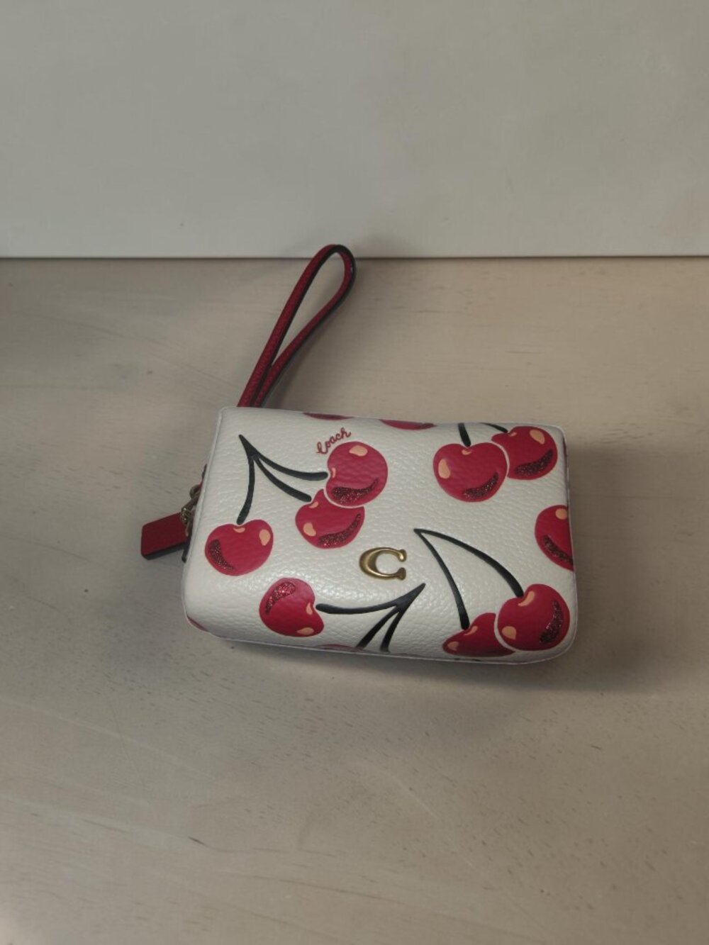 COACH - Cherry Print Leather Boxed Cosmetic Pouch, New in box - Picture 8 of 16
